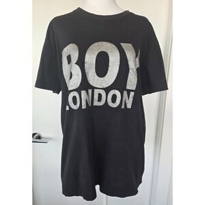 Boy London Shirt Mens Large Black Silver Logo Graphic Streetwear T-Shirt Y2K